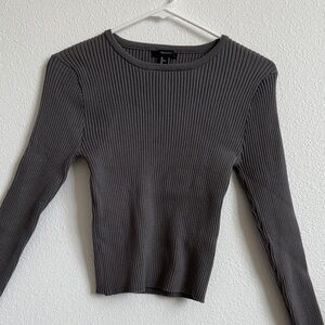 H&M Never Worn Charcoal Ribbed Long Sleeve Top